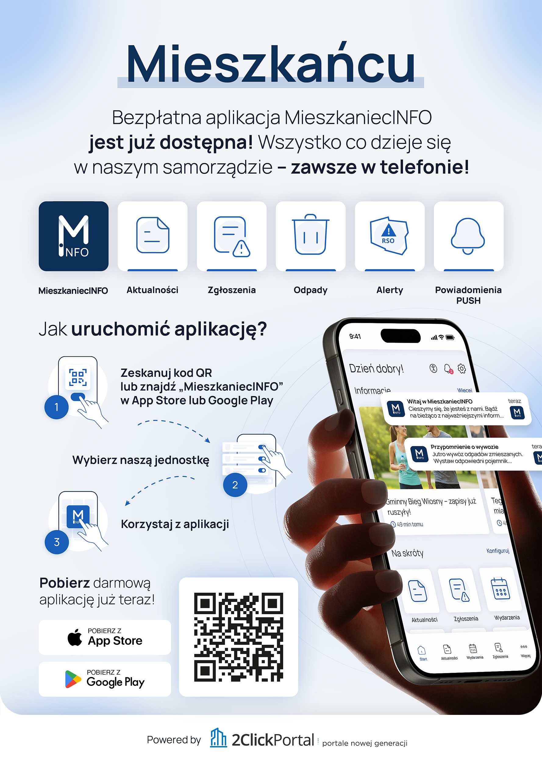 MieszkaniecINFO Plakat informujący o aplikacji MieszkaniecINFO